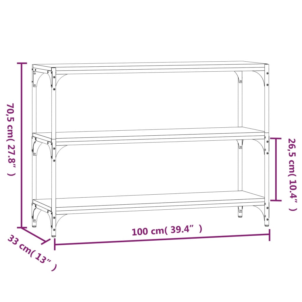 Libreria Grigio Sonoma 100x33x70,5 cm Legno Multistrato Acciaio