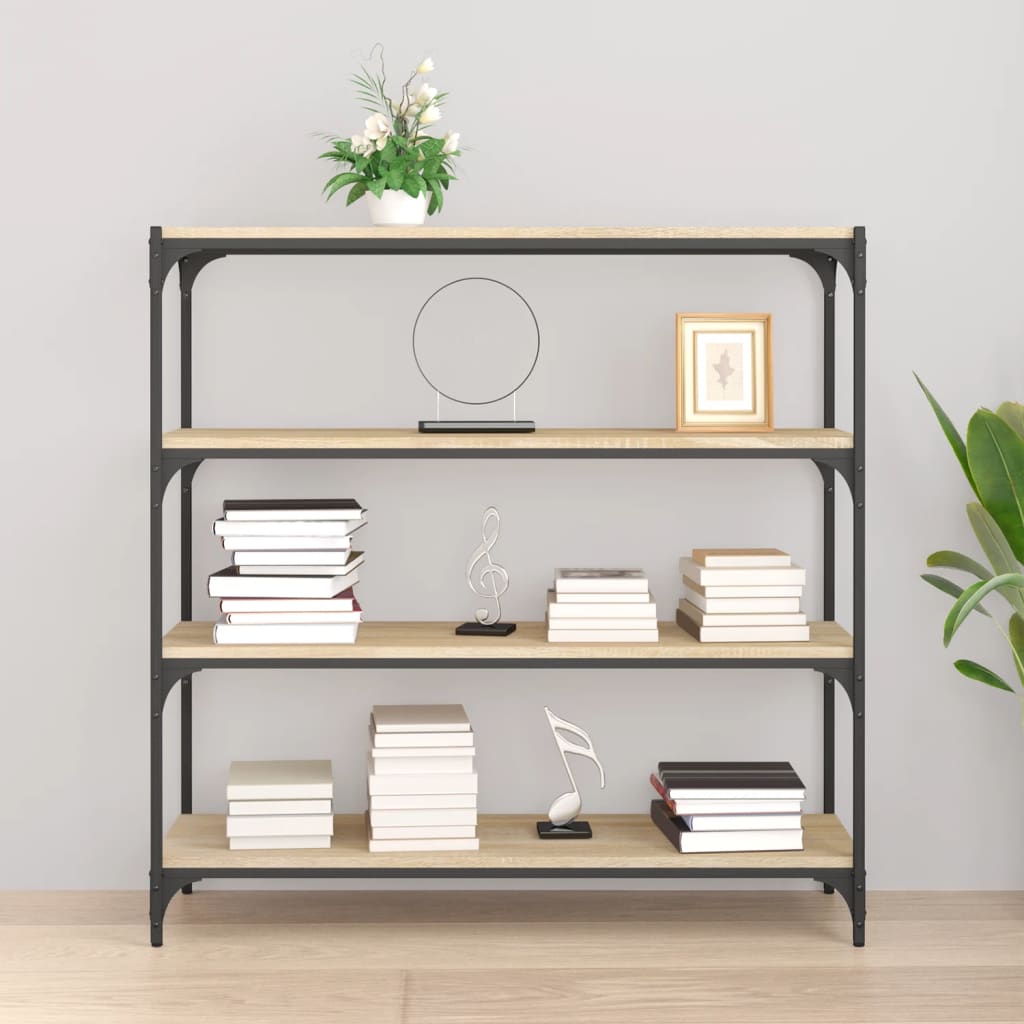 Libreria Rovere Sonoma 100x33x100cm Legno Multistrato e Acciaio | homemem39