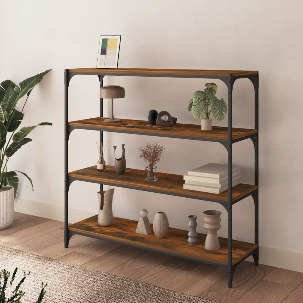 Libreria rovere fumo 100x33x100 cm Legno Multistrato e Acciaio | homemem39