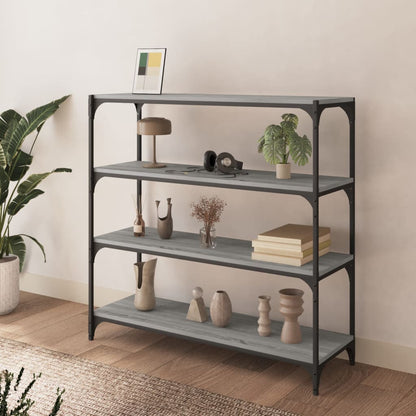 Libreria grigio sonoma 100x33x100cm Legno Multistrato e Acciaio | homemem39