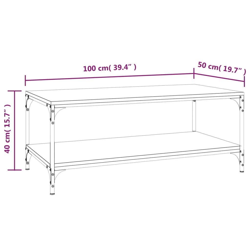 Tavolino da Salotto Rovere Fumo 100x50x40 cm Legno Multistrato | homemem39
