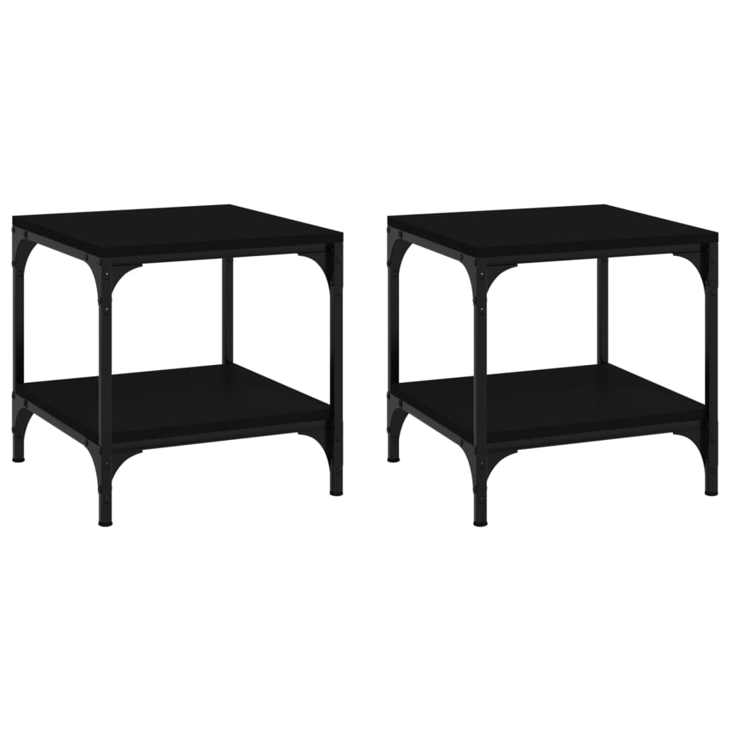 Tavolini 2pz Nero 40x40x40 cm in Legno Multistrato | homemem39