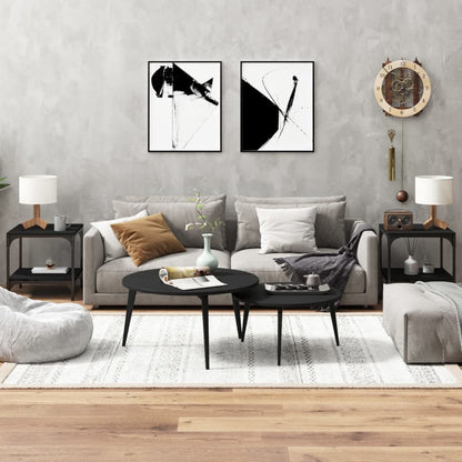 Tavolini 2pz Nero 40x40x40 cm in Legno Multistrato | homemem39