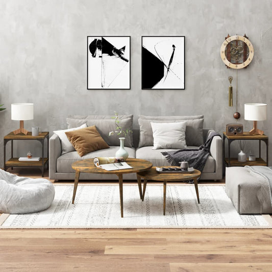 Tavolini 2pz rovere fumo 40x40x40 cm in Legno Multistrato | homemem39
