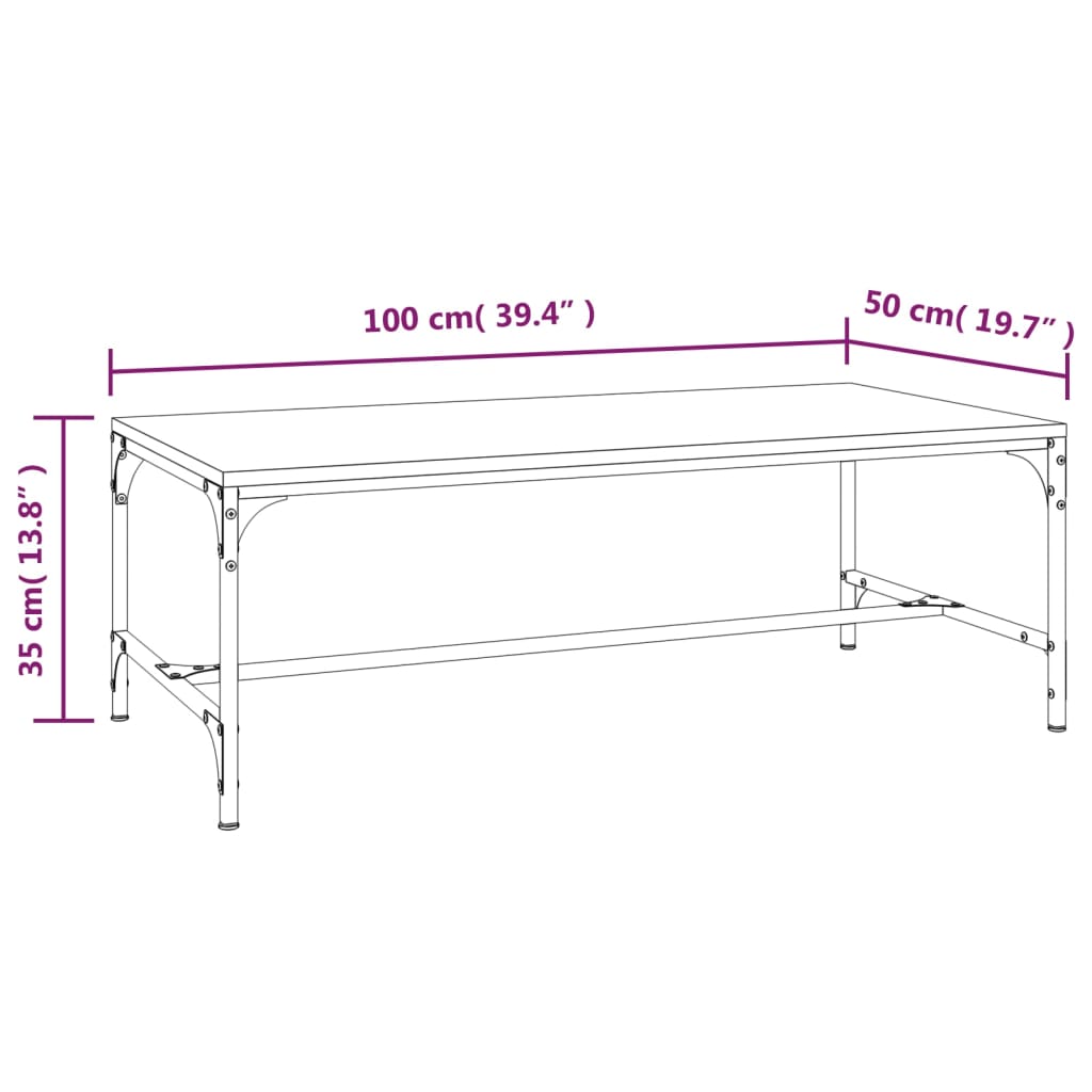 Tavolino da Salotto Rovere Fumo 100x50x35 cm Legno Multistrato | homemem39
