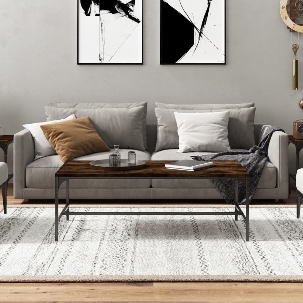 Tavolino da Salotto Rovere Fumo 80x50x35 cm Legno Multistrato | homemem39