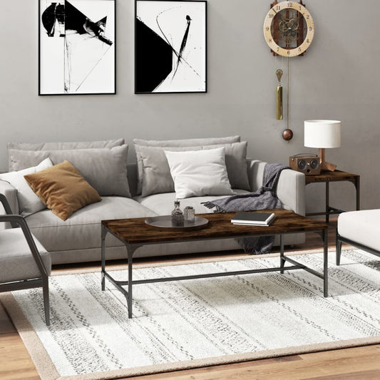 Tavolino da Salotto Rovere Fumo 80x50x35 cm Legno Multistrato | homemem39