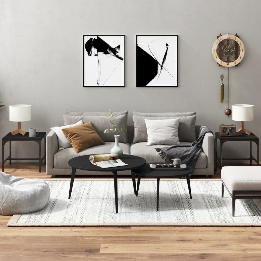 Tavolini 2pz Nero 40x40x35 cm in Legno Multistrato | homemem39