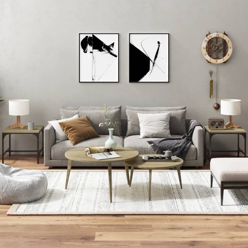 Tavolini 2pz Rovere Sonoma 40x40x35 cm in Legno Multistrato | homemem39
