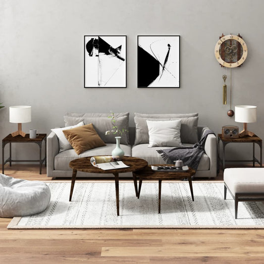 Tavolini 2pz rovere fumo 40x40x35 cm in Legno Multistrato | homemem39