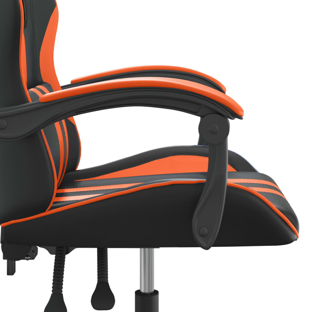 Sedia da Gaming Girevole Nero e Arancione in Similpelle
