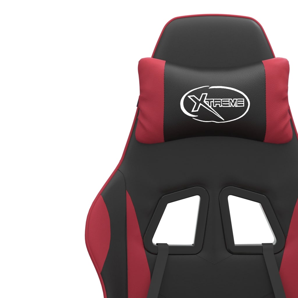 Sedia da Gaming Girevole Nero e Rosso Vino in Similpelle