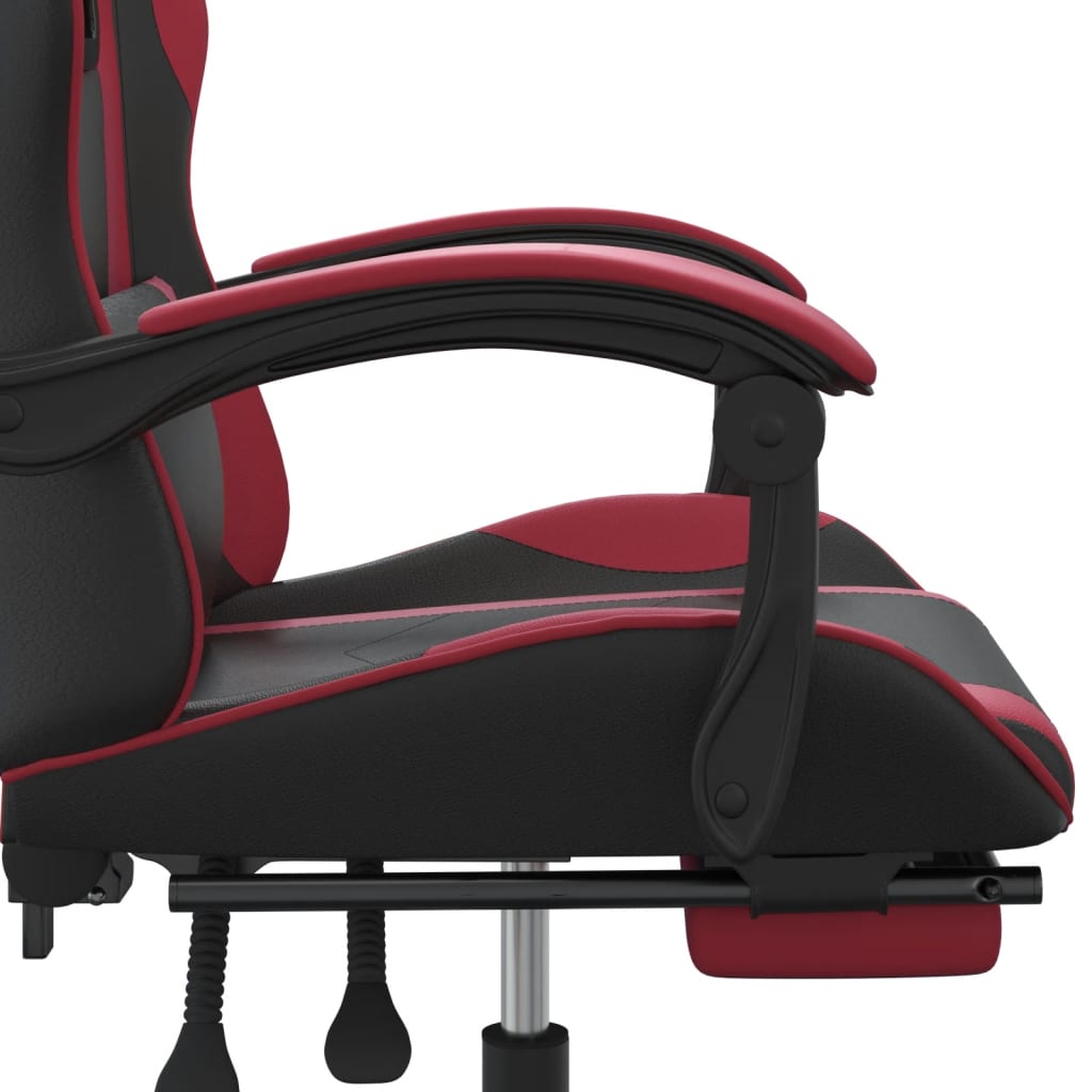 Sedia Gaming Girevole Poggiapiedi Nero e Rosso Vino Similpelle