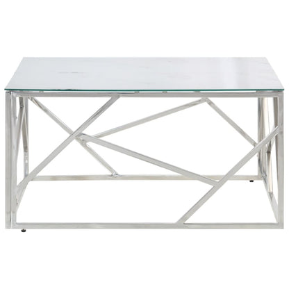 Tavolino Salotto Argento Acciaio Inossidabile Vetro Temperato | homemem39