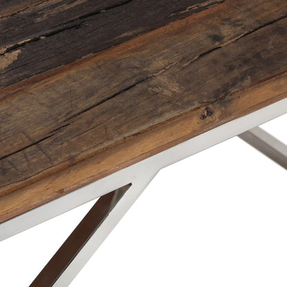 Tavolino Argento Acciaio Inox e Traverse Legno Massello | homemem39