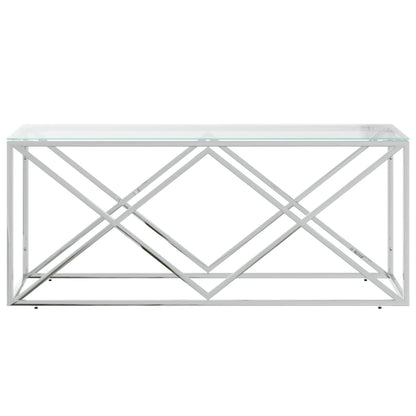 Tavolino da Salotto 110x45x45 cm in Acciaio Inox e Vetro | homemem39