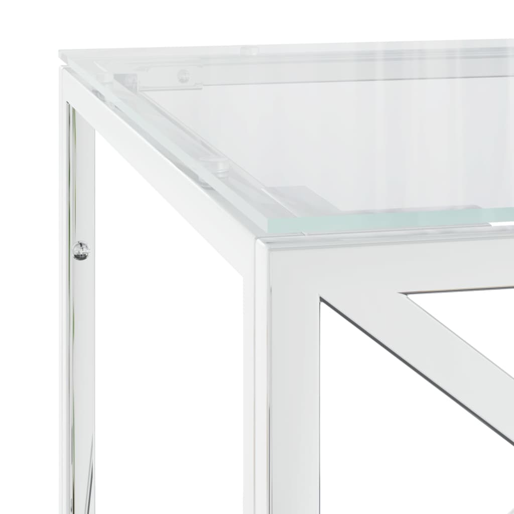 Tavolino da Salotto 110x45x45 cm in Acciaio Inox e Vetro | homemem39