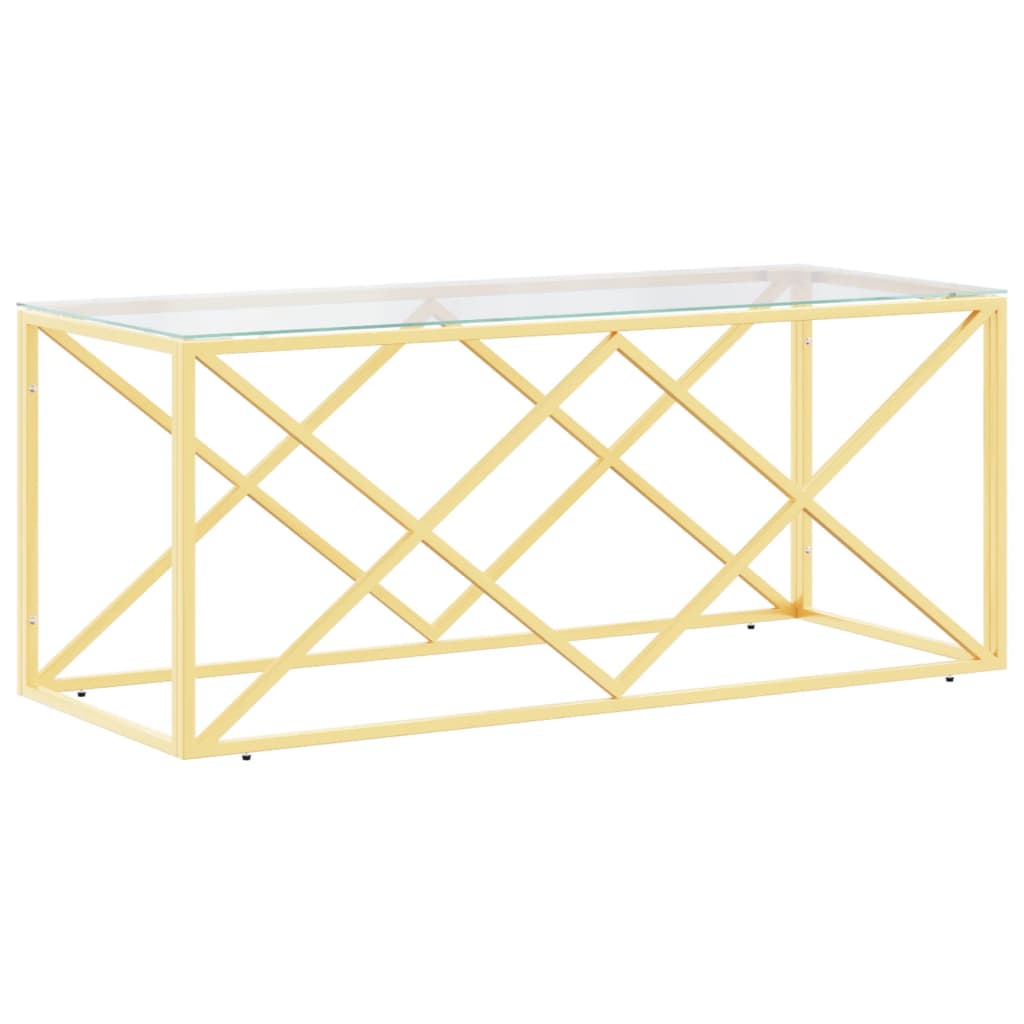 Tavolino da Salotto 110x45x45 cm in Acciaio Inox e Vetro | homemem39