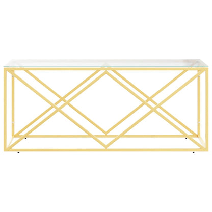 Tavolino da Salotto 110x45x45 cm in Acciaio Inox e Vetro | homemem39