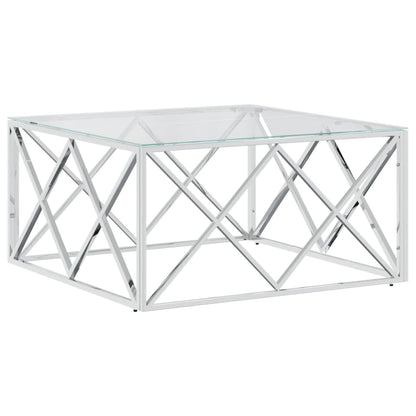 Tavolino da Salotto 80x80x40 cm in Acciaio Inox e Vetro | homemem39