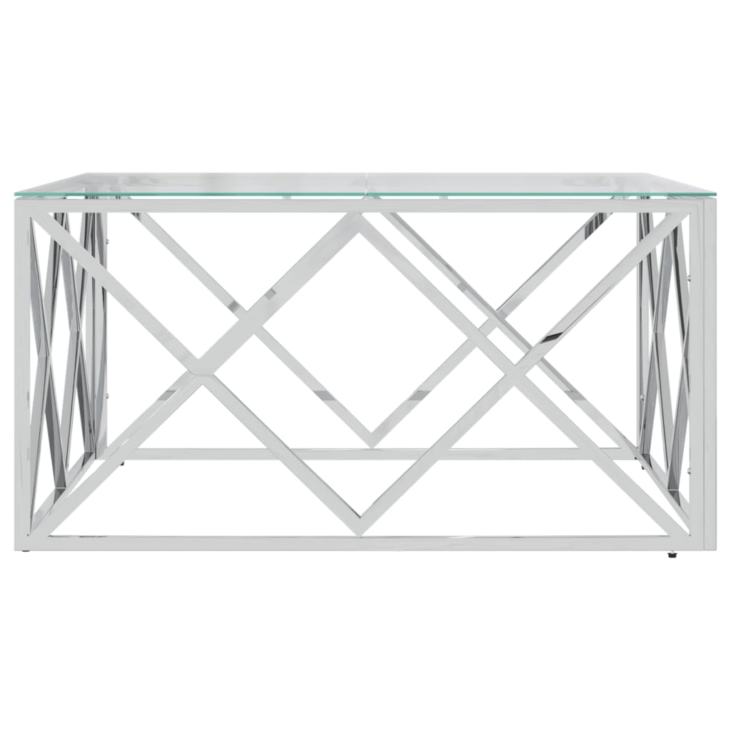 Tavolino da Salotto 80x80x40 cm in Acciaio Inox e Vetro | homemem39