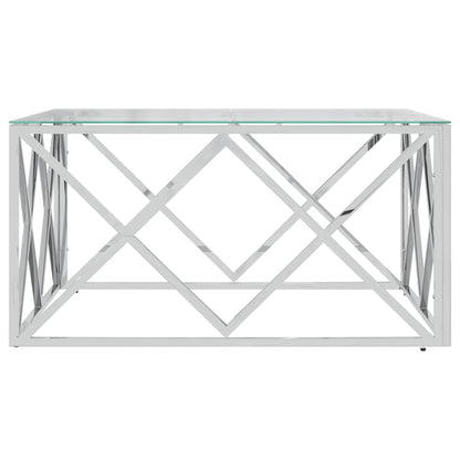Tavolino da Salotto 80x80x40 cm in Acciaio Inox e Vetro | homemem39