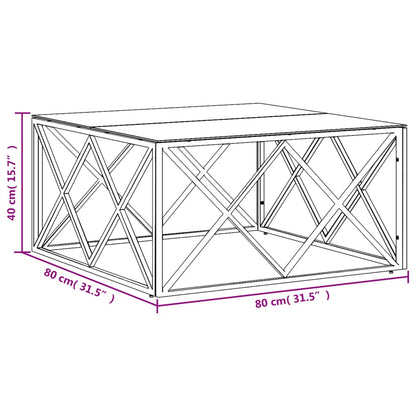 Tavolino da Salotto 80x80x40 cm in Acciaio Inox e Vetro | homemem39