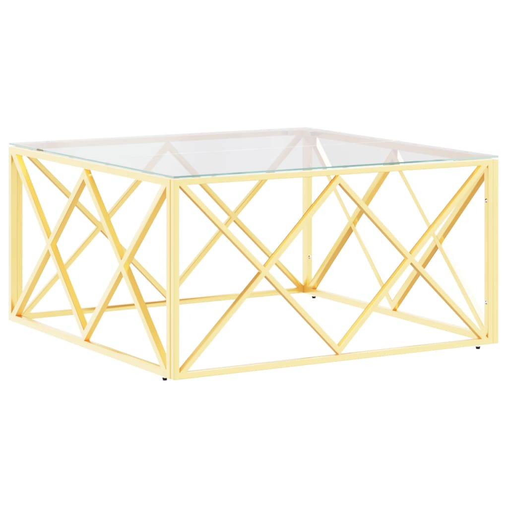 Tavolino da Salotto 80x80x40 cm in Acciaio Inox e Vetro | homemem39