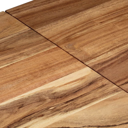 Tavolino da Salotto Argento in Acciaio Inox e Massello d'Acacia - homemem39