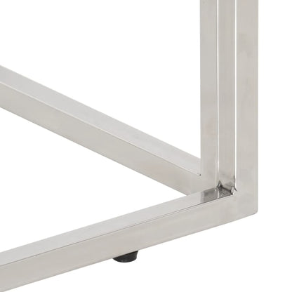 Tavolino da Salotto Argento in Acciaio Inox e Massello d'Acacia - homemem39