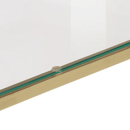 Tavolino Consolle Dorato Acciaio Inossidabile e Vetro Temperato - homemem39
