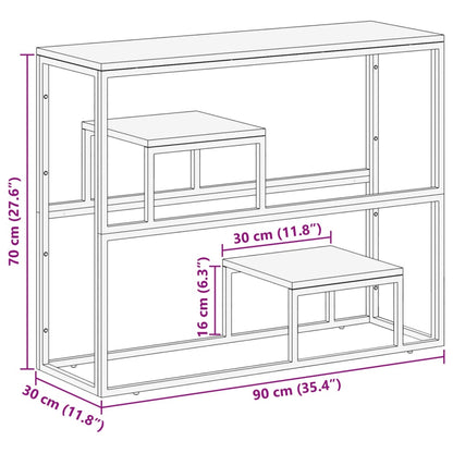 Tavolo Consolle Argento Acciaio Inox e Traverse Legno Massello - homemem39