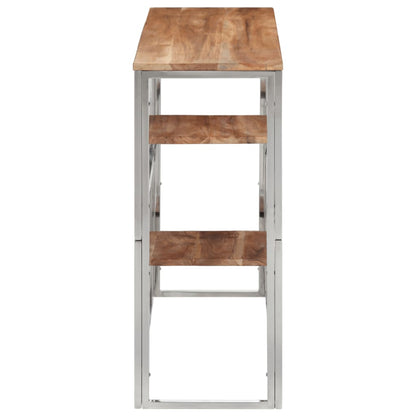 Tavolino da Salotto Argento in Acciaio Inox e Massello d'Acacia - homemem39