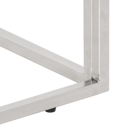 Tavolino da Salotto Argento in Acciaio Inox e Massello d'Acacia - homemem39