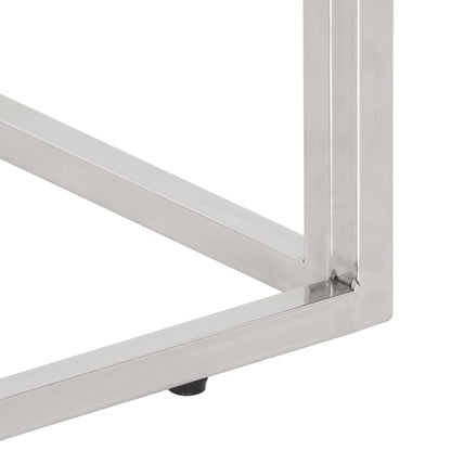 Tavolino Salotto Argento in Acciaio Inox e Legno di Recupero - homemem39