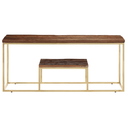 Tavolino Dorato in Acciaio Inox e Traverse in Legno Massello | homemem39