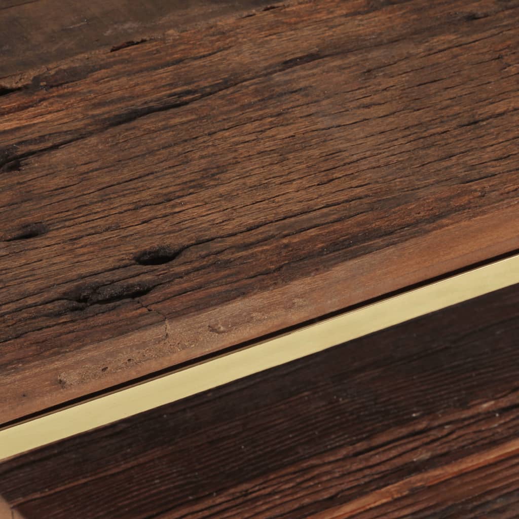 Tavolino Dorato in Acciaio Inox e Traverse in Legno Massello | homemem39