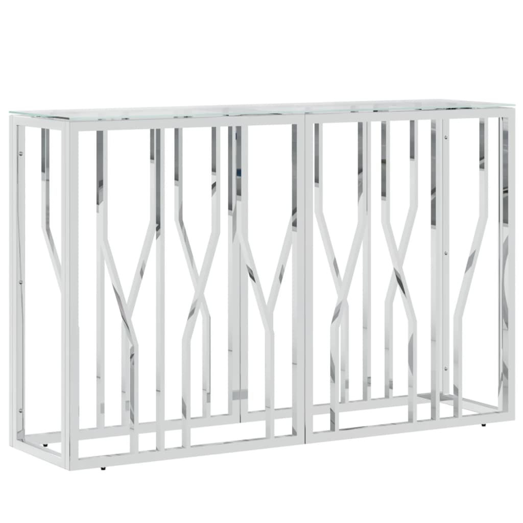 Tavolino Consolle 110x30x70 cm in Acciaio Inox e Vetro | homemem39