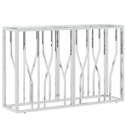 Tavolino Consolle 110x30x70 cm in Acciaio Inox e Vetro - homemem39