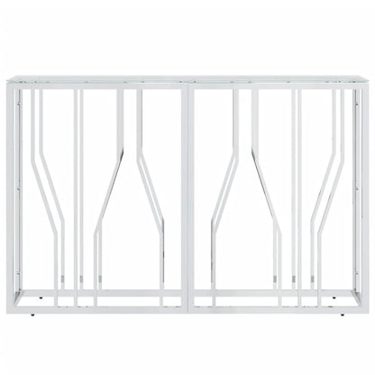 Tavolino Consolle 110x30x70 cm in Acciaio Inox e Vetro - homemem39