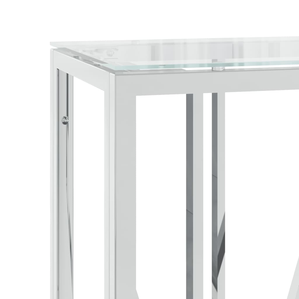 Tavolino Consolle 110x30x70 cm in Acciaio Inox e Vetro | homemem39
