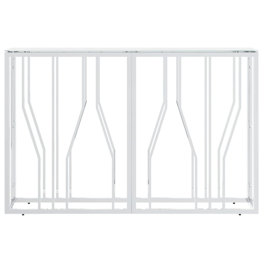 Tavolino Consolle Argento 110x30x70 cm in Acciaio Inox e Vetro - homemem39