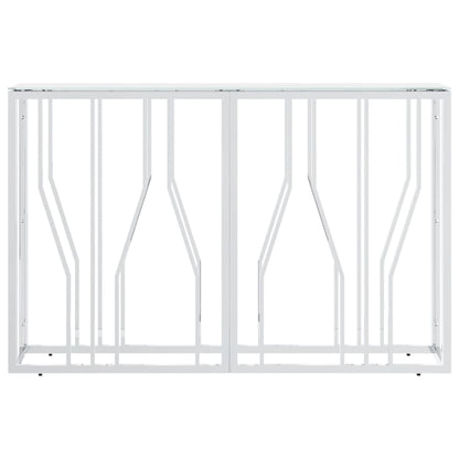 Tavolino Consolle Argento 110x30x70 cm in Acciaio Inox e Vetro - homemem39