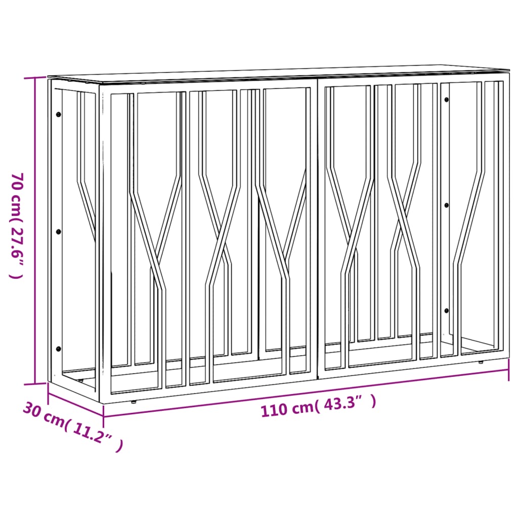 Tavolino Consolle Argento 110x30x70 cm in Acciaio Inox e Vetro | homemem39