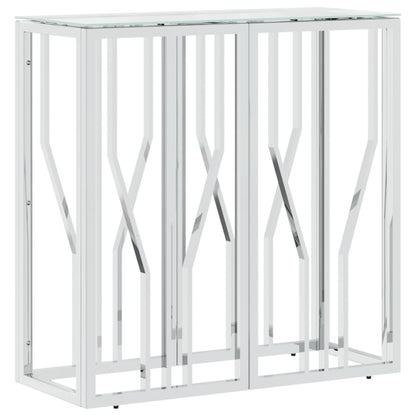 Tavolino Consolle 70x30x70 cm in Acciaio Inox e Vetro | homemem39