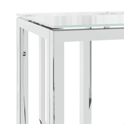 Tavolino Consolle 70x30x70 cm in Acciaio Inox e Vetro | homemem39