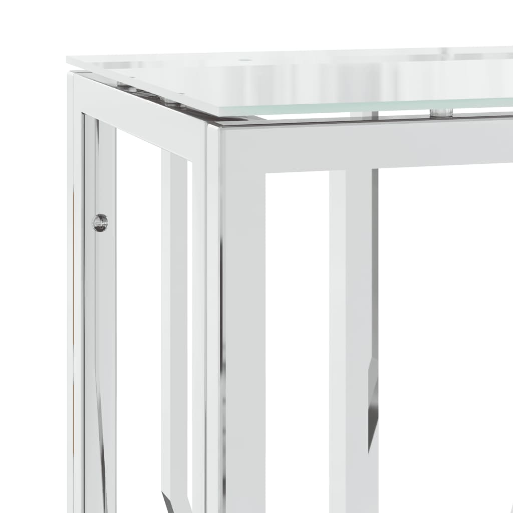 Tavolino Consolle 70x30x70 cm in Acciaio Inox e Vetro - homemem39