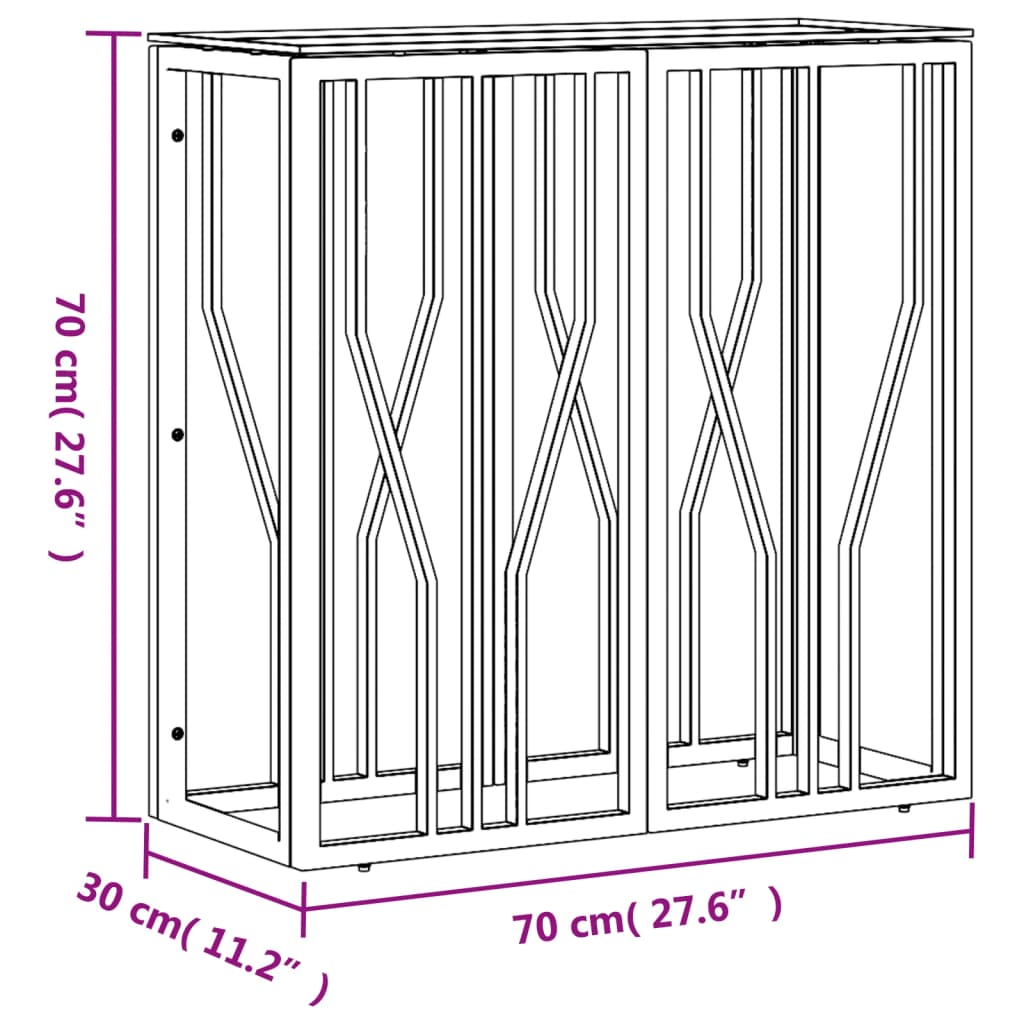Tavolino Consolle 70x30x70 cm in Acciaio Inox e Vetro | homemem39