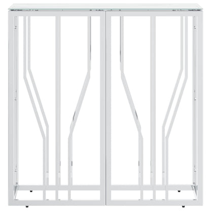 Tavolino Consolle Argento 70x30x70 cm in Acciaio Inox e Vetro | homemem39