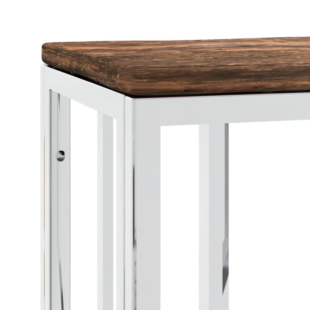 Tavolino Salotto Argento in Acciaio Inox e Legno di Recupero - homemem39